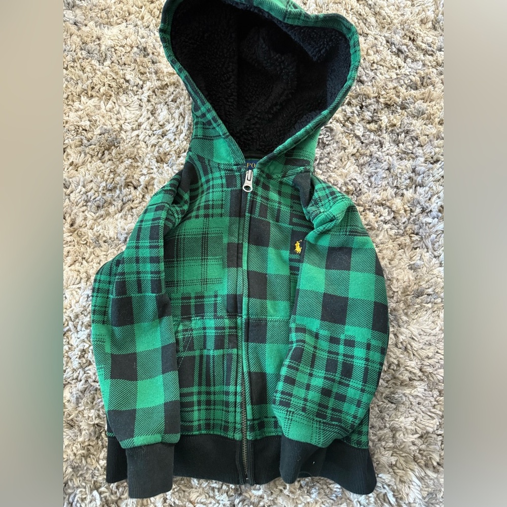 Kids POLO zip up sweatshirt with Sherpa hood size 4T